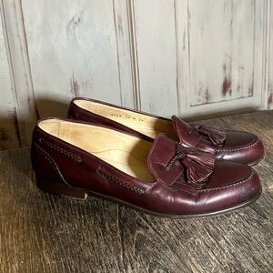 Vintage Bragano by Cole Haan Men's 10 Burgundy Leather Tassel Loafer Dress shoes